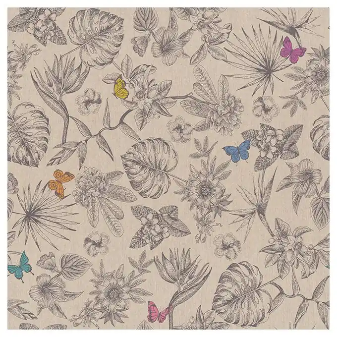 Aktuell Dekostoff Linenlook Vegetation Grau