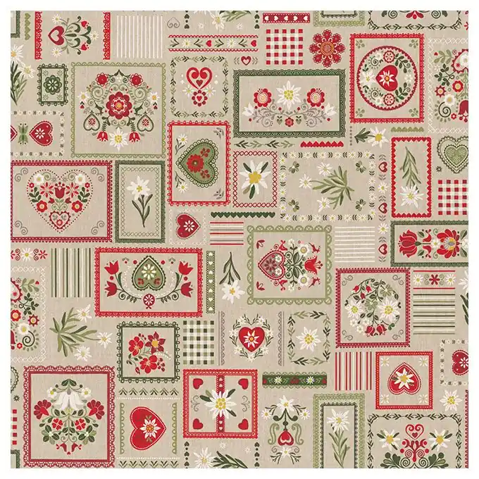 Dekostoff Linenlook Patchwork Berg Begrenztes Angebot
