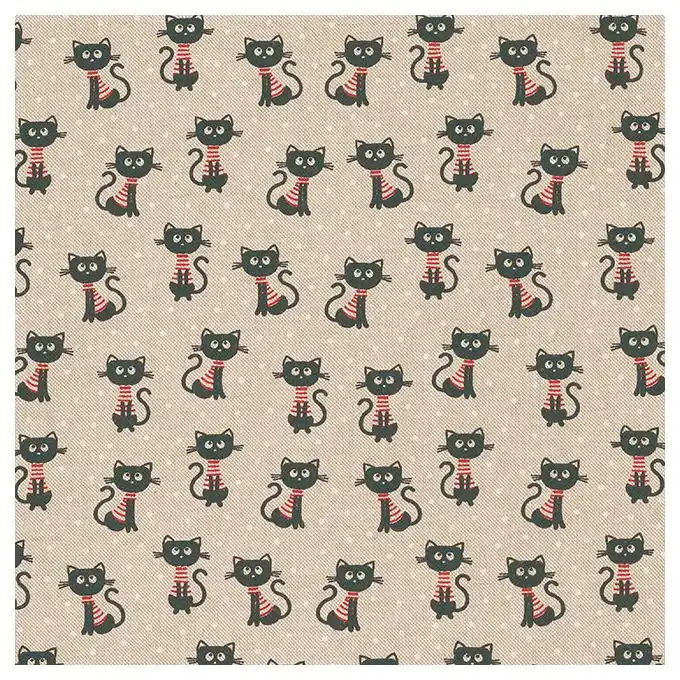 Dekostoff Linenlook Punkte Weiß Katze Schwarz Solange Der Vorrat Reicht