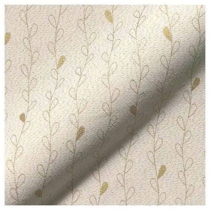 Must-Have Dekostoff Glitzer Ecru Blattmotiv Gold