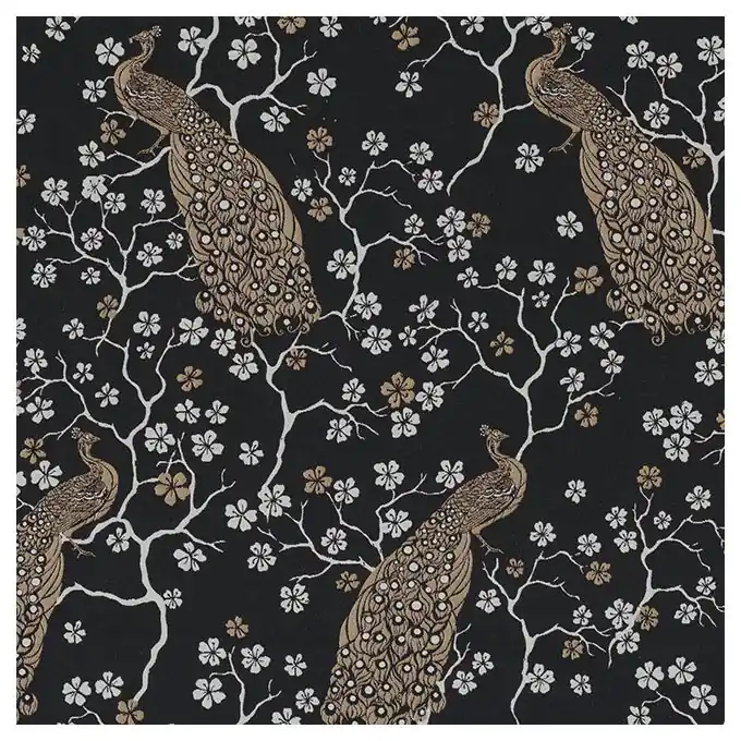 Jacquard Kirschen Schwarz/Weiß/Gold Sale