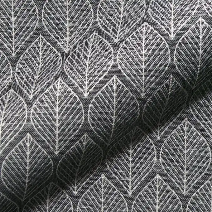 Jacquard anthrazit feine Blätter écru Finale Aktion