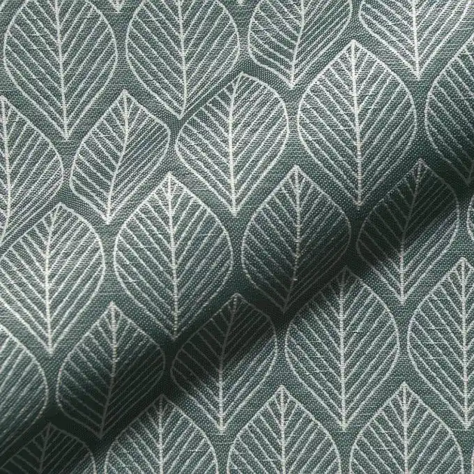 Geprüft Jacquard grün feine Blätter écru