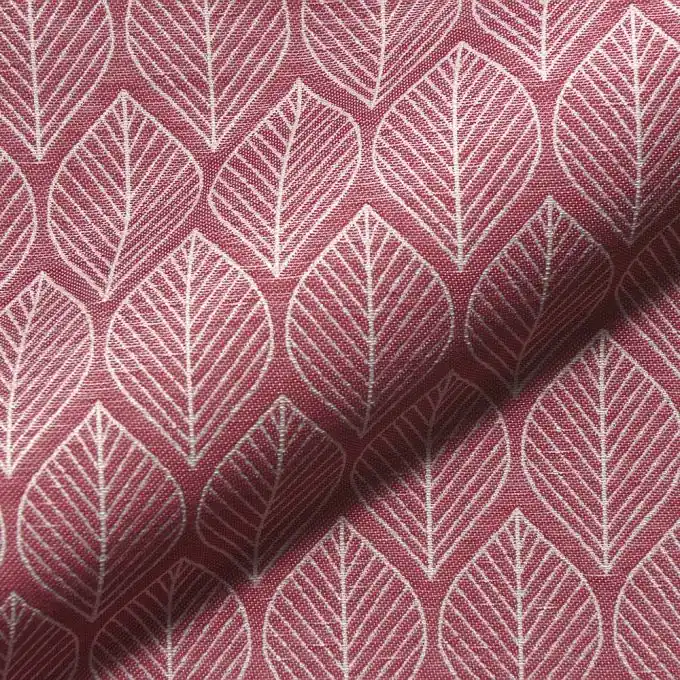 Sichere Zahlung Jacquard magenta feine Blätter écru