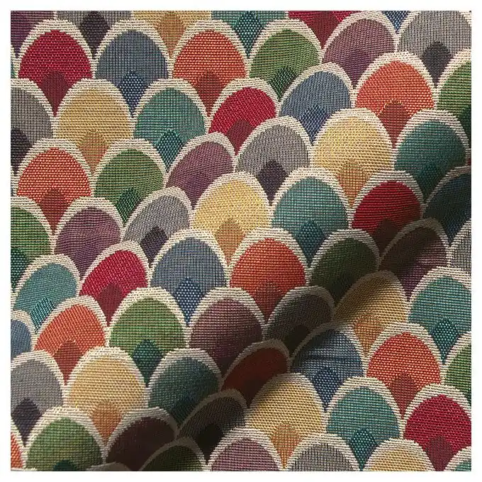 Preiswert Jacquard Fächermuster Bunt/Gold