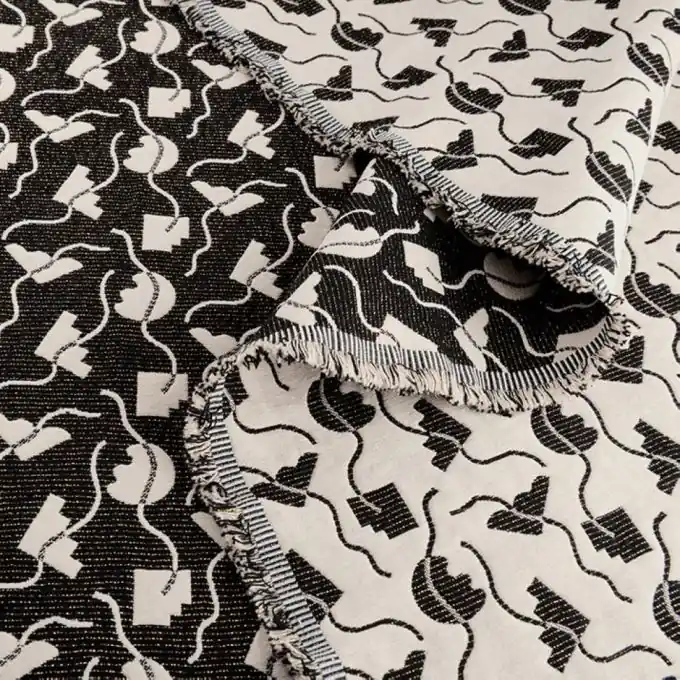 Highlight Jacquard Memphis Full moon Schwarz, Ecru Lurex – Walkie Talkie