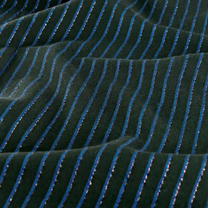 Feiner Baumwoll-Viskose-Stoff Escale Neptune grün gestreift Metallic- Walkie Talkie Jetzt Kaufen