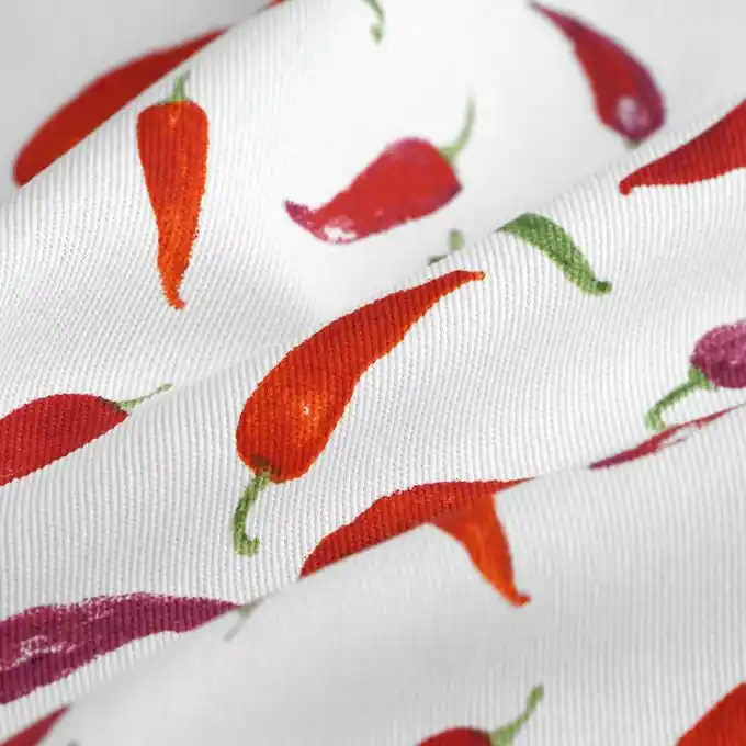 Popeline Baumwolle Chilis Weiß Markenprodukt