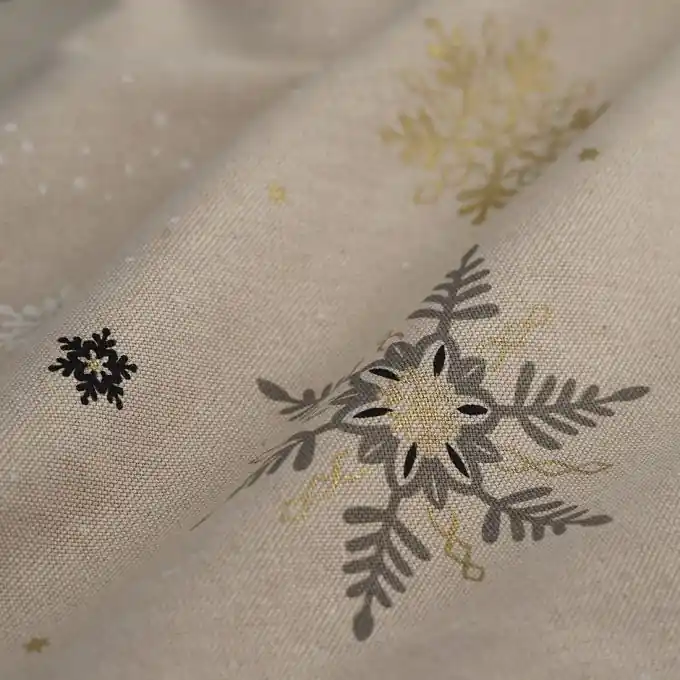 Dicker Baumwollstoff Weihnachten Leinenoptik Schneeflocken Jetzt Zugreifen