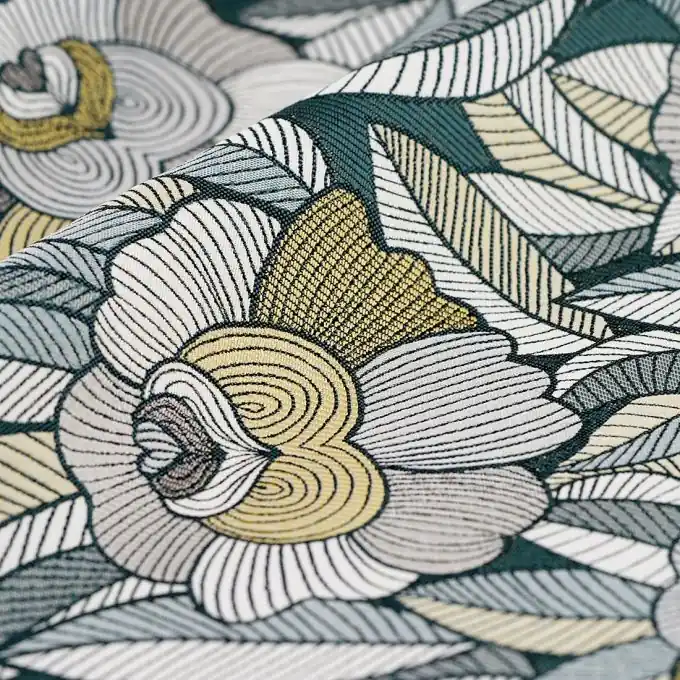 Markenprodukt Jacquard Rousseau Blumen Blau/Grün