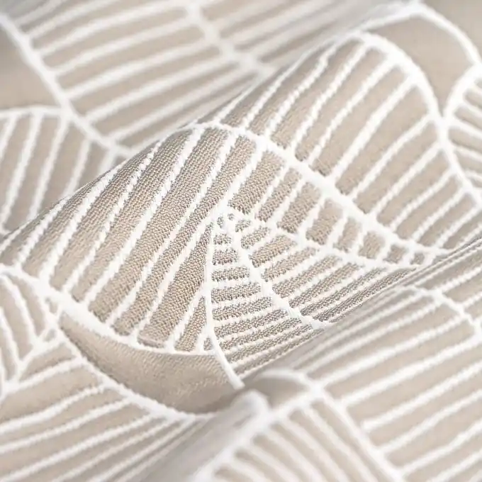 Piqué-Stoff aus Baumwolle Brook Blätter taupe – Überbreite Preiswert