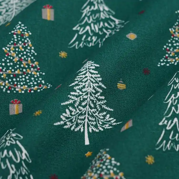 Neue Ware Dicker Baumwollstoff Weihnachten Tannenbäume grün
