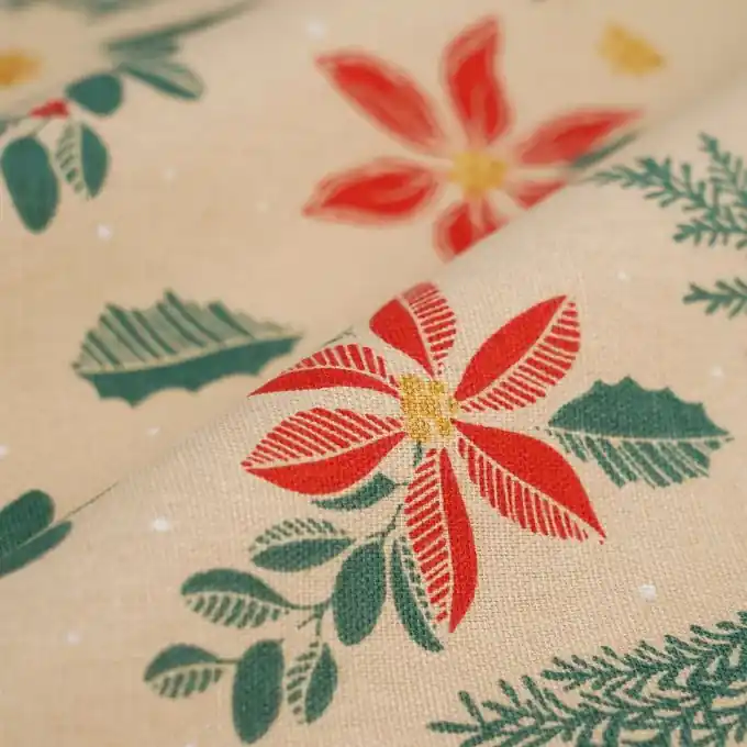 Finale Aktion Dicker Baumwollstoff Weihnachtsstern beige