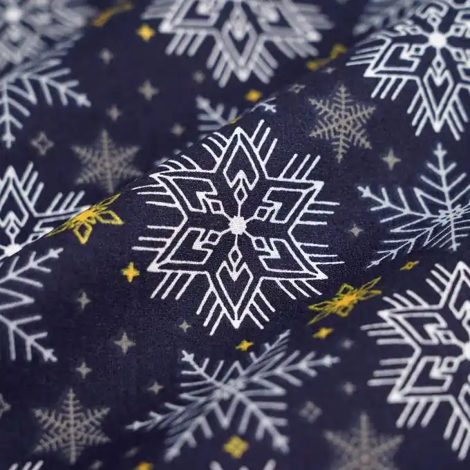 Letzte Chance Cretonne Weihnachten Schneeflocken marineblau
