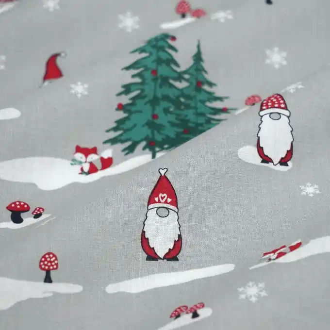 Weihnachtsstoff Gnome grau Top-Preis