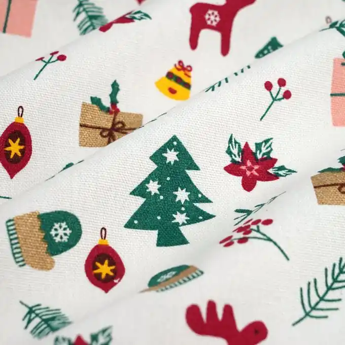 Dicker Baumwollstoff Weihnachtsmagie weiß Kracherpreis