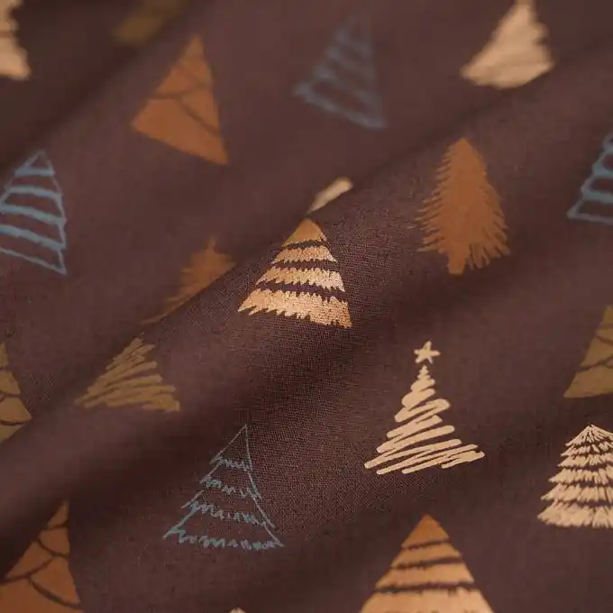 Weihnachtsstoff Weihnachtsbäume braun Versand Am Gleichen Tag