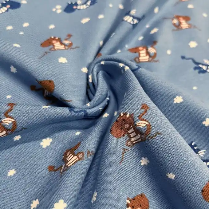 Ab Werk Baumwolljersey Dinos Blau