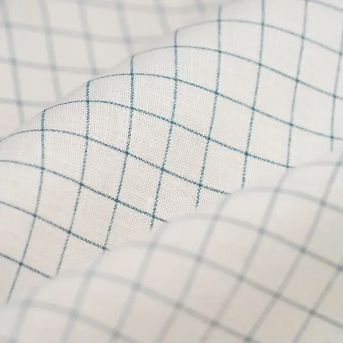 Schnäppchen Leinenstoff Karos Blau