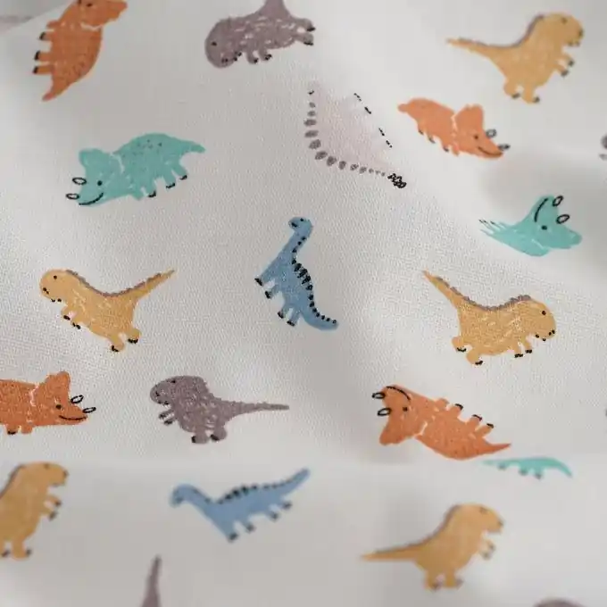 Solange Der Vorrat Reicht Cretonne Dino-Zoo Weiß