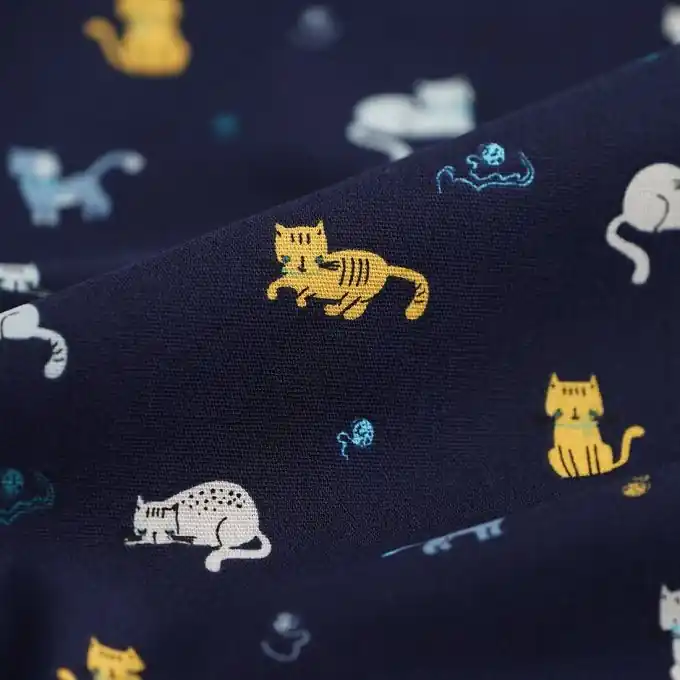 Sonderangebot Baumwollstoff Katzen Nachtblau