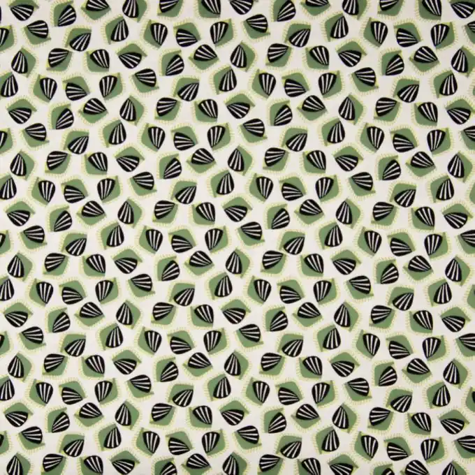 Direkt Vom Hersteller Baumwollsatin kleine Muscheln Grün/Ecru