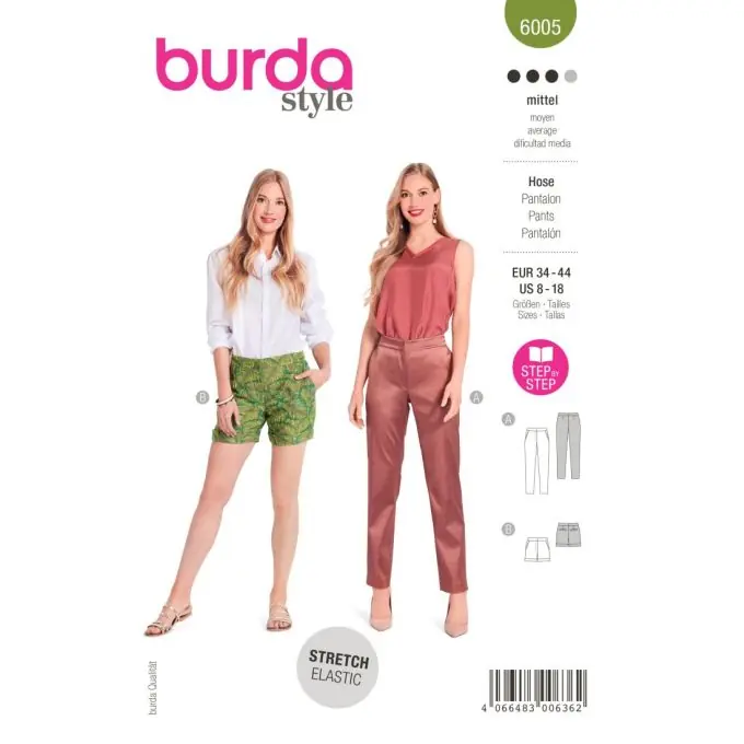 Jetzt Bestellen Schnittmuster BURDA 6005 – Hose & Shorts 36-46