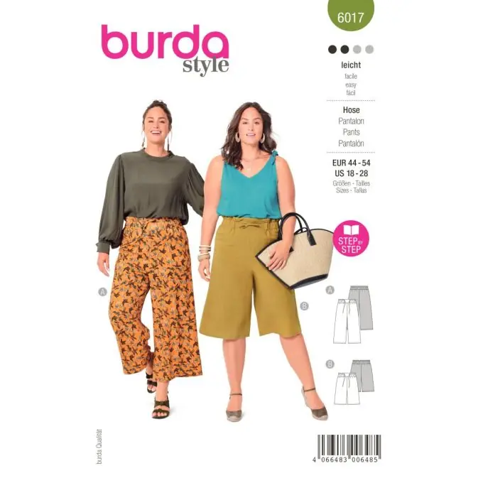 Exklusiv Weite Sommerhosen mit verstellbarem Bund – Burda