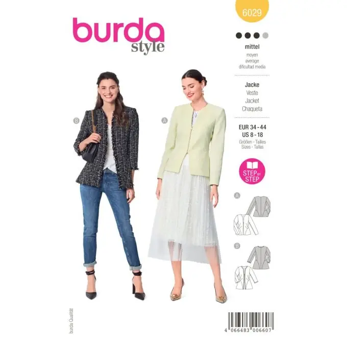 Burda Jacke B mit ausgefransten Stoffstreifen Expressversand