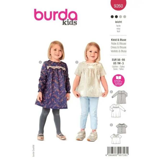 Top-Preis Burda: Hübsches Kleid/Bluse für kleine Mädchen