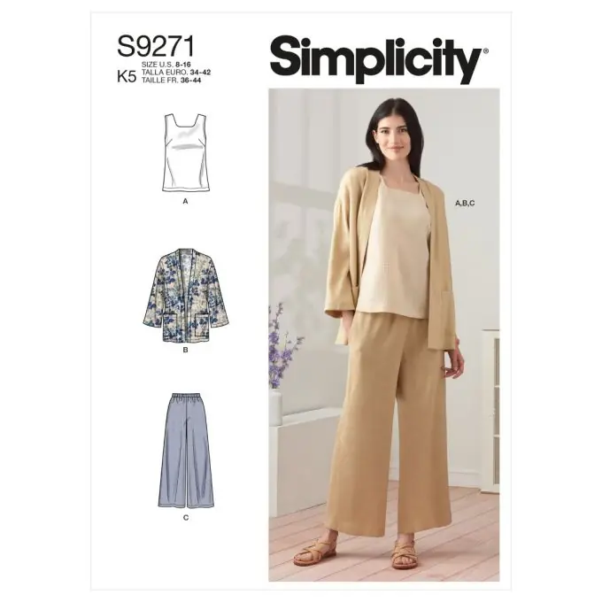 Weiche Damenjacke mit Top und kurzer Hose – Simplicity, Größe 44-54, mittelschwer Preiswert