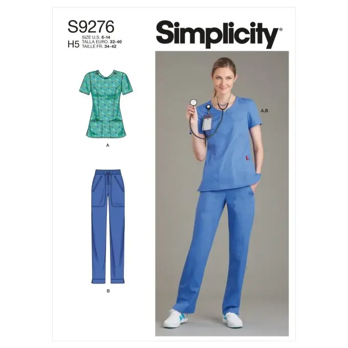 Simplicity Krankenschwesterbluse & Hose: elastische Schlaufe, Prinzessnähte, Reißverschlusstaschen Beliebt
