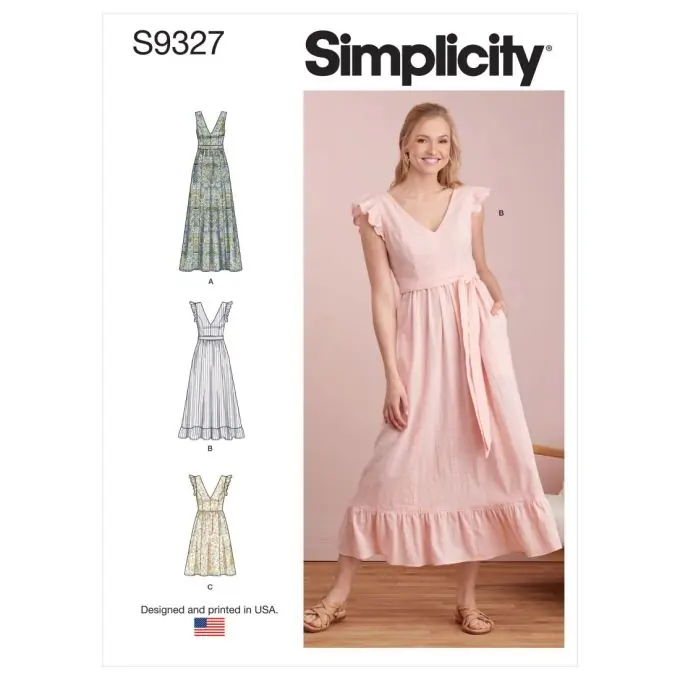 Simplicity Nachthemd mit tiefem Ausschnitt und Taillenraffungen. Sofort Bestellen