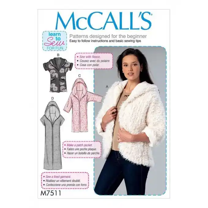 McCall’s Schnittmuster für Anfänger: Einfache Jacke/Mantel in Größen 44-54 Top-Qualität