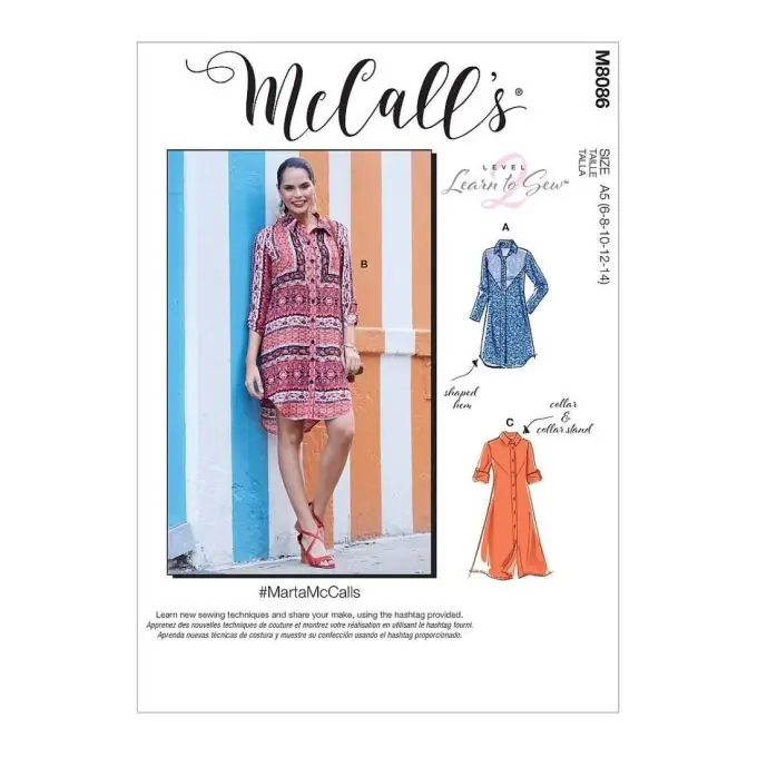 Ausverkauf Muster für halb tailliertes Kleid mit Knopfleiste und umschlagbaren Ärmeln