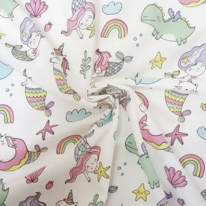 Baumwolljersey magischer Ozean weiß Schnäppchen