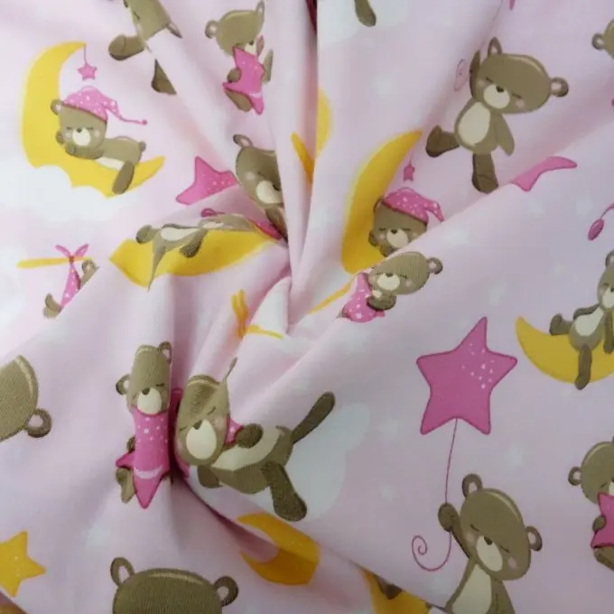 Strickstoff Jersey 100% Baumwolle Rosa Bär Wolke Mega-Angebot