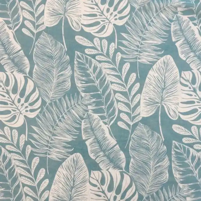 Letzte Chance Gardinenstoff Etamin XXL 300cm Blau Blätter