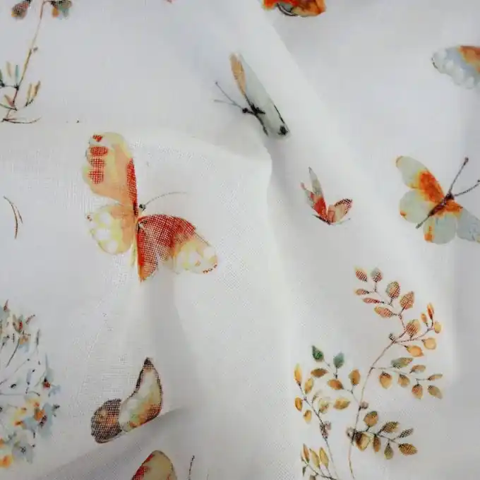 Etamin-Gardinenstoff Weiß Schmetterlinge 300 cm Top-Qualität