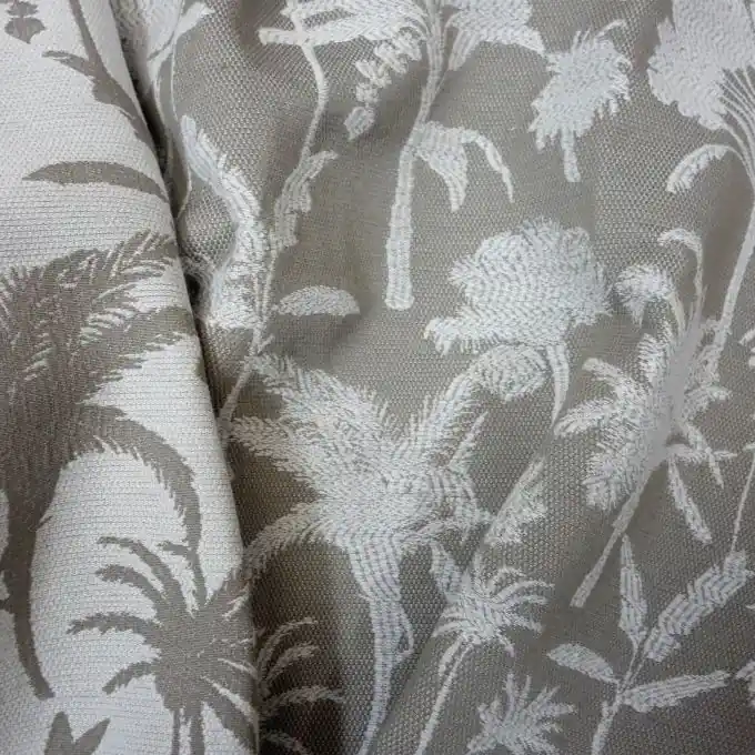 Heißes Angebot Jacquard Ecru Palmen Taupe