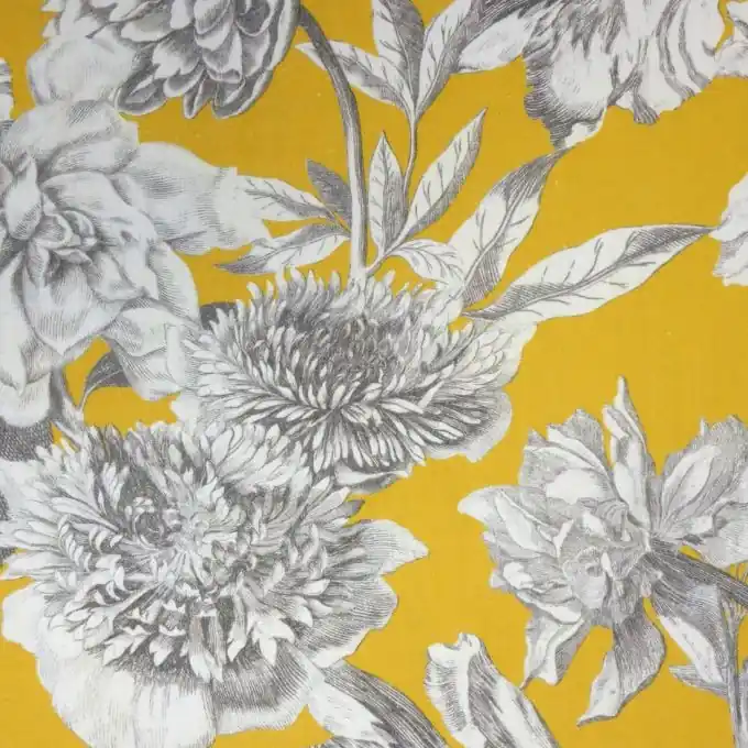 Canvas Slub Gelb Blumen XL Weiß Preiswert