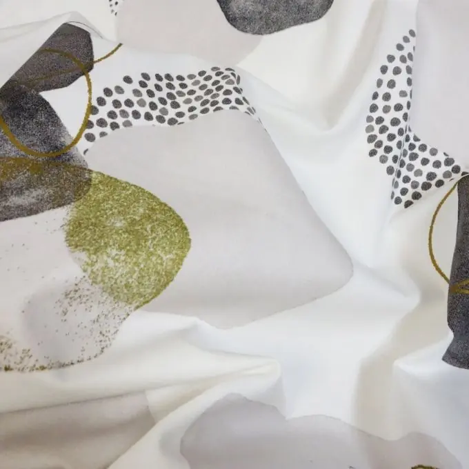 Baumwollsatin Weiß Abstrakt Grau/Gold Must-Have