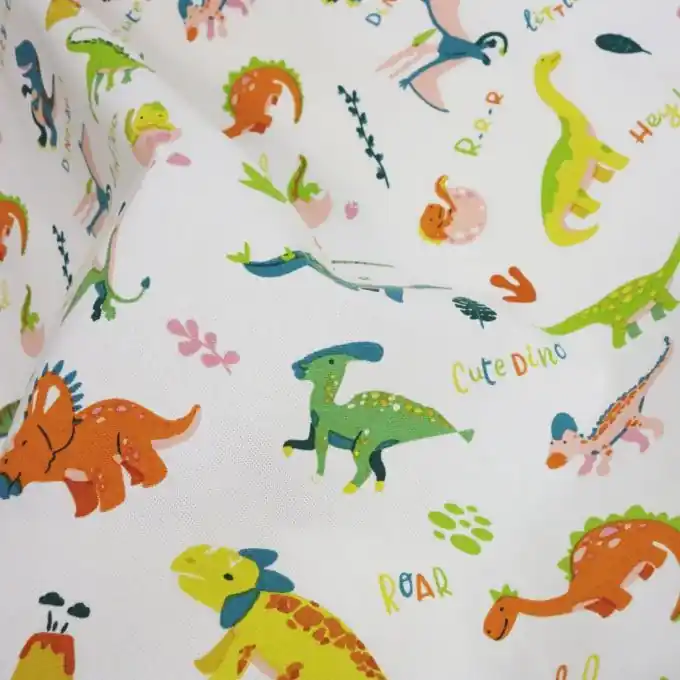 Dekostoff Baumwolle Dinos Weiß Geld-Zurück-Garantie