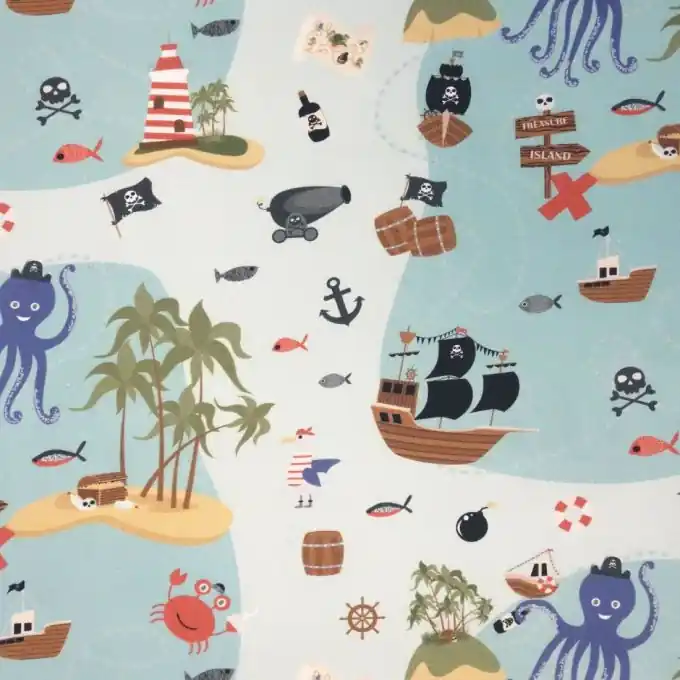 Gleich Bestellen Dekostoff Baumwolle Schatzkarte Seegrün