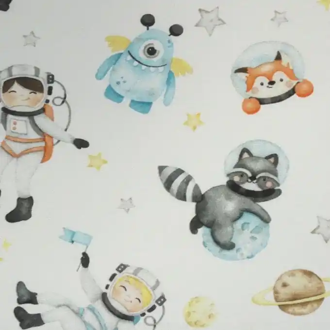 Dekostoff Baumwolle Weltraum Weiß Super-Preis