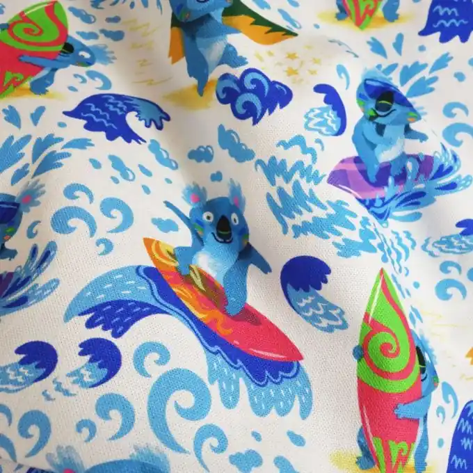 Exklusiv Baumwollstoff Koalas Surf