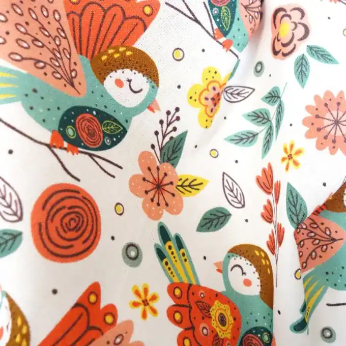 Dekostoff Baumwolle Vögel Weiß Markenprodukt