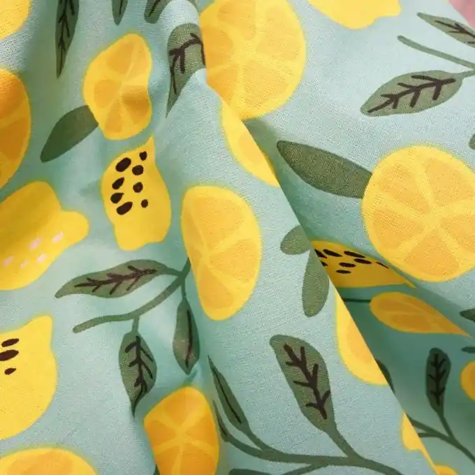 Cretonne Baumwolle Zitronen Seegrün Top-Angebot