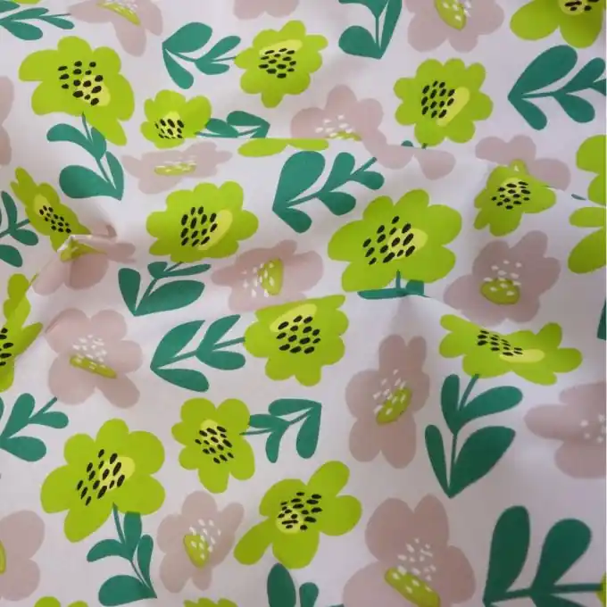 Weltweiter Versand Cretonne Baumwolle Blumen Pop Kiwi Rosa