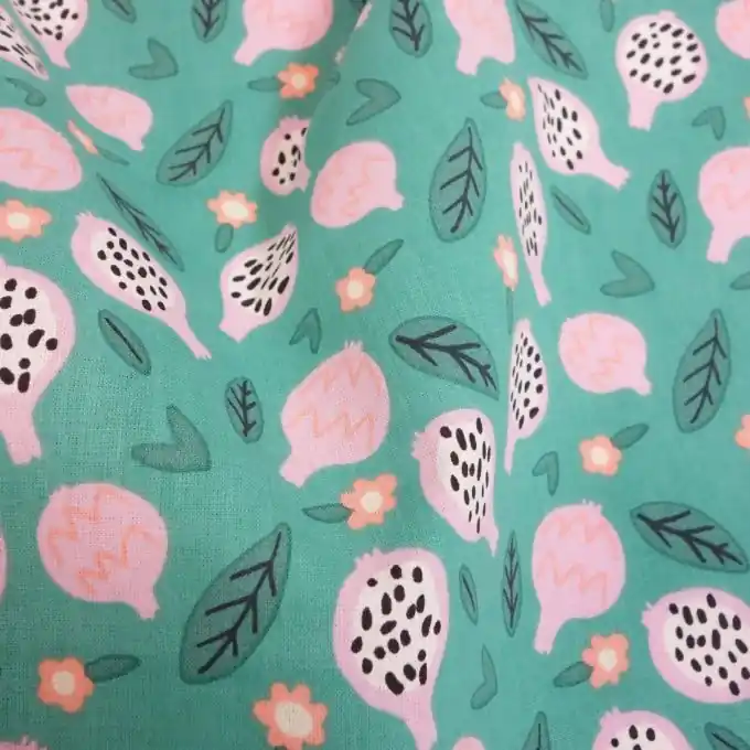 Cretonne Baumwolle Granatäpfel Seegrün Direktkauf